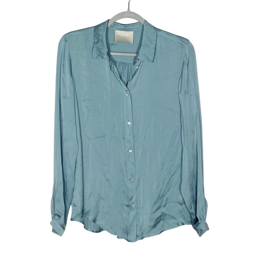 Momoni Meudon Silk Button-Down Shirt Cornflower Blue Size IT 42 / US 4